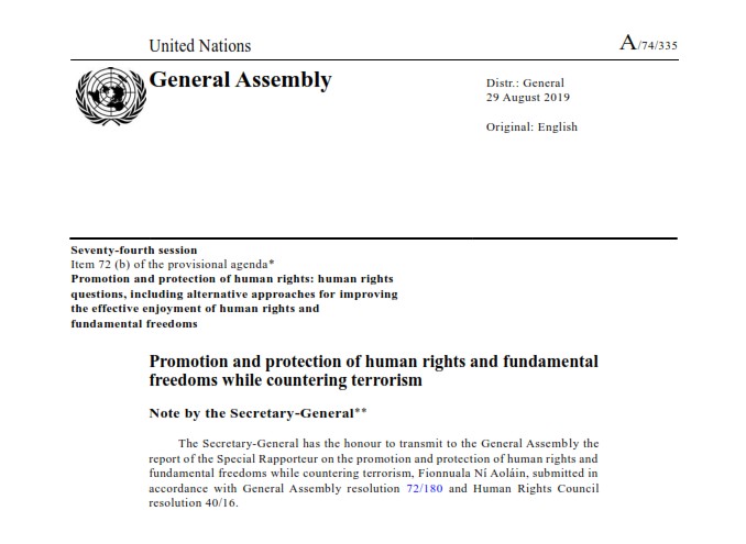 Report of the Special Rapporteur on the promotion and protection of human rights and fundamental freedoms while countering terrorism