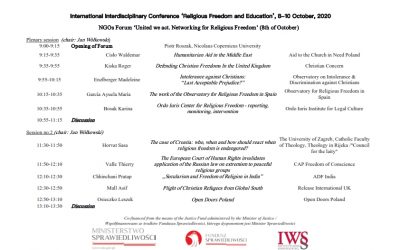 International Interdisciplinary Conference ‘Religious Freedom and Education’, 8-10 October, 2020