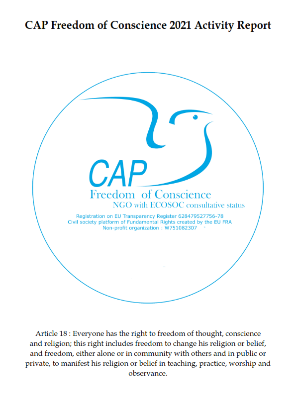 annual report CAP Freedom of Conscience 2021