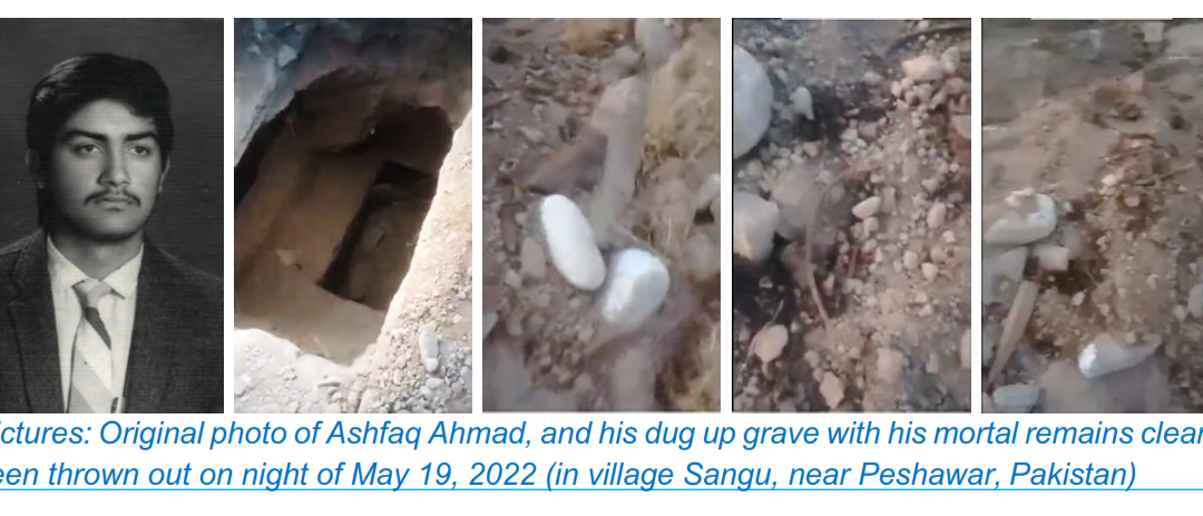 The beastly brutes dig out the mortal remains of an ahmadi and mercilessly throw out his body, in village sangu, near achini payan, peshawar, pakistan