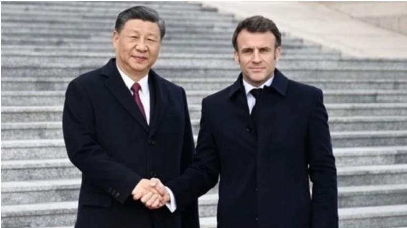 Xi Jinping et Macron à Pékin. Source Ministère des Affaires étrangères de la RPC