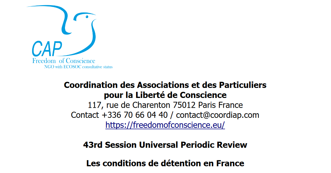 43rd Session Universal Periodic Review FRANCE Les conditions de détention en France
