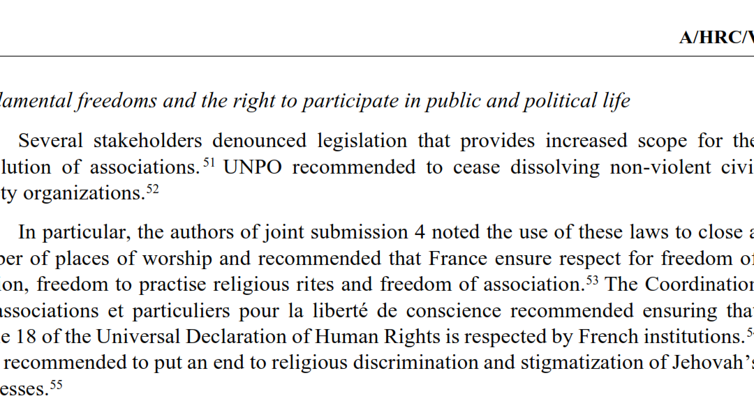 UPR Summary of stakeholders’ submissions on France Report of the Office of the United Nations High Commissioner for Human Rights