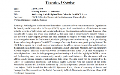 Addressing Anti-Religious Hate Crime in the OSCE Area