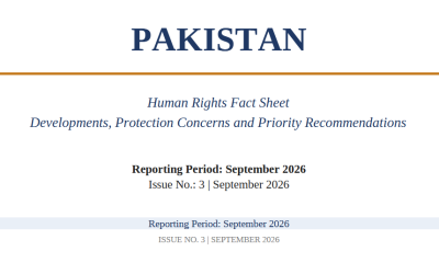 Pakistan Human Rights Fact Sheet, Issue No. 3: September 2026 Developments